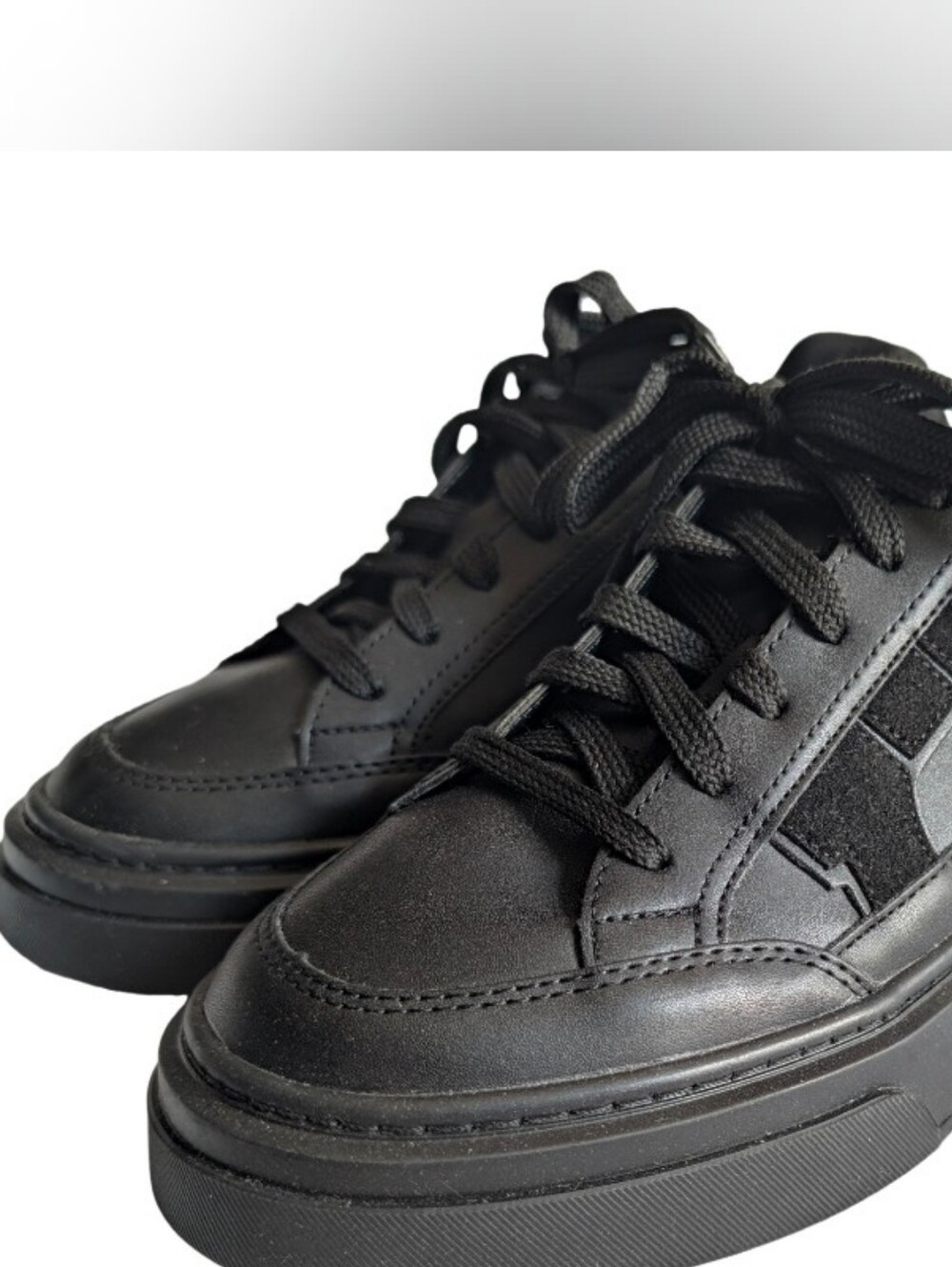 Ferragamo Cassina Black Leather And Suede Smart Casual Sneakers Mens 27.5 US 9.5